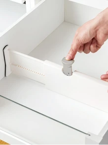 1pc Ngăn chia ngăn kéo có thể điều chỉnh kết hợp miễn phí Ngăn kéo tổ chức Tủ quần áo Ngăn chia ngăn kéo có thể thu vào - trắng - Xem 2