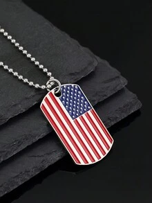 1 Pec Of National Flag Tag Mặt dây chuyền vòng cổ dành cho nam và nữ Trẻ em cặp đôi tình nhân, Phong cách hàng ngày và đường phố Lễ kỷ niệm ngày quốc khánh, Quà tặng sinh nhật lễ hội cho trẻ em Anh em bạn cùng lớp Bạn trai bạn gái, Trang sức phong cách người nổi tiếng truyền thống độc đáo cổ điển - Quốc kỳ - Xem 20