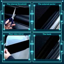 3/5/7/10 CM * 500CM Glossy Black Vinyl Wrap Strip, Self-Adhesive Universal Chrome Black Detailing Tape, Window Trim Film Tape Chrome Blackout Vinyl For Car Interior Hood Roof Pillar