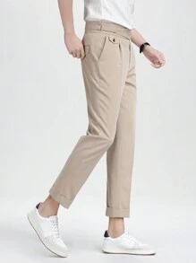 Slim Fit Suit Pants With Slanted Pockets For Men ﻿ - Khaki - View 4