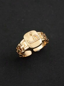 1pc Women's Minimalist Arabic Initial Open Ring (Only Arabic Letters) - Gold - View 23