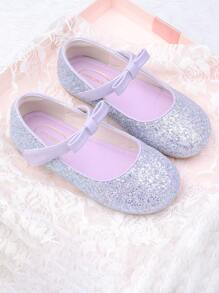 Children's Princess Shoes, Girls' Soft-Soled Flat Shoes With Bowknot, Sequin Dress Shoes