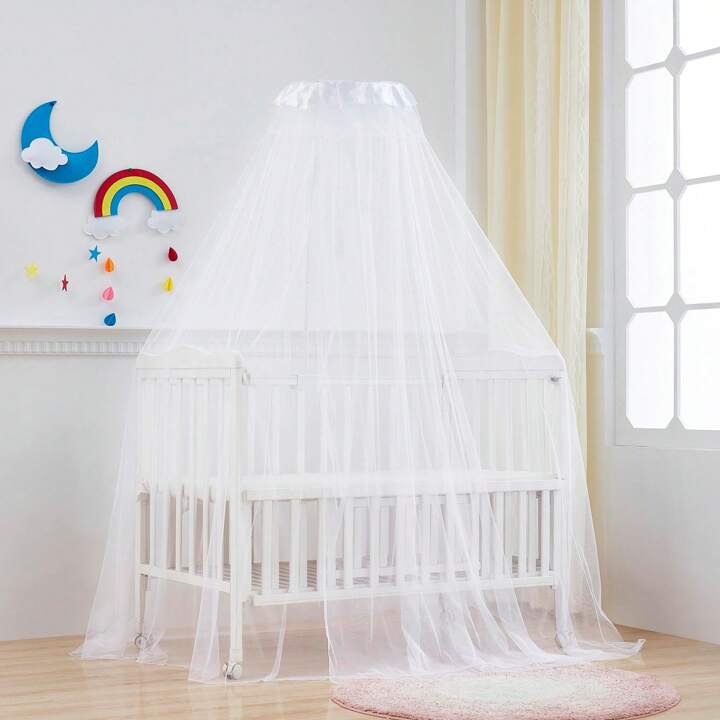 Bed Canopy With Mental Frame Baby Crib Tent With Holder Hanging Mosquito Net For Baby Crib Round Dome Canopy Bed Curtain For Girls Boys White SHEIN USA