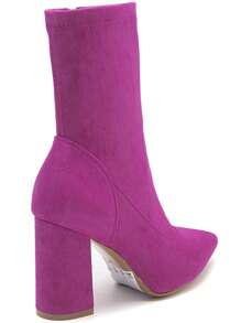 Block Heel Sock Boots – Feminine, Modern - Pink - View 4