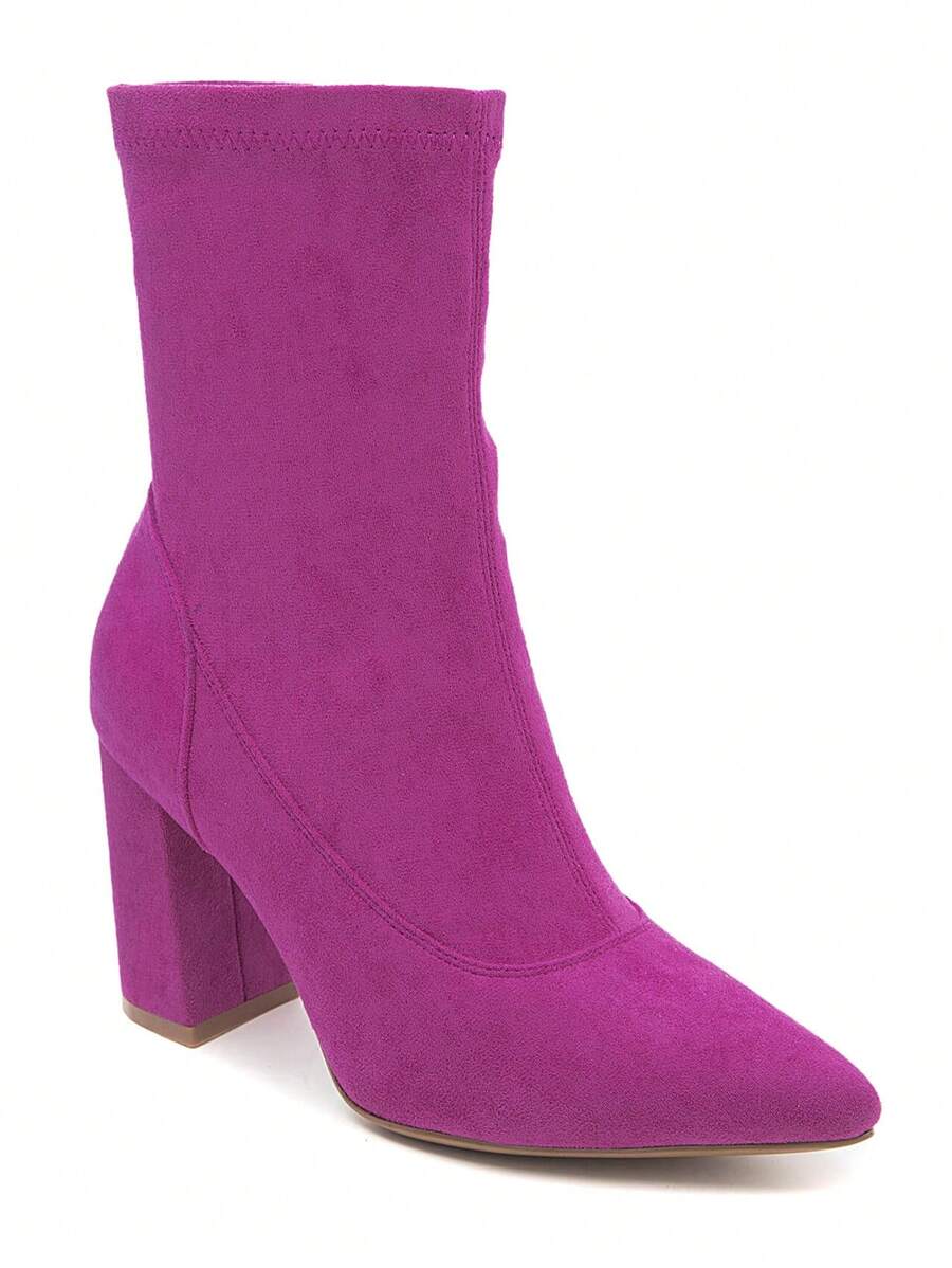 Block Heel Sock Boots – Feminine, Modern - Pink - View 1