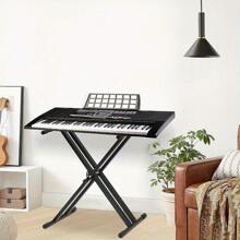 Keyboardständer Doppelstrebig Keyboard Ständer verstellbar 61 cm bis 98 cm Klappbar Zerlegbar Stabil mit Sicherungslaschen