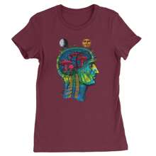 Psyche-Delic Cosmic Mushroom Head Womens T-Shirt - Maroon - View 1