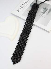 A Handmade Pearl Tie With Elegant Retro College Style For  Girls. Heavy-Duty Beaded, All-Match Fashion Item. A Hollowed-Out Woven Tie That Can Be Matched With Shirts, JK Uniforms And Suits. Suitable For Occasions Such As Campus Dances And Activity Parties. - Multicolor - View 15