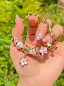 1 件粉色蝴蝶结心形手链，星形 DIY 手链，芭蕾可调节手链，粉色手链 - 櫻花diy手鍊 - 查看 7