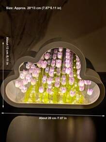 1 st. dekorativ nattlampa med molntulpan/ros, handgjord gör-det-själv-blomsterlampa, dubbelfunktion som nattlampa och spegel, bordsdekor, lämplig som födelsedags- eller alla hjärtans dag-present, mjuk belysning för sömn, gör-det-själv-tulpan-/rosblommapysselkit - Multifärgad - Visa 12