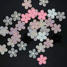 20pcs Rhinestone Applique Flower Patch Patches Suitable For Bags Hats Clothes DIY Accessories Decoration Hand Sewn