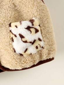 Gilet moelleux avec poches à motif léopard pour bébé fille - Kaki - Voir 6