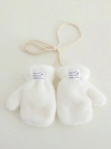 Simple Thick Plush Gloves For Kids, Winter - Multicolor - View 11