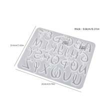 1pc DIY Epoxy Resin Mirror Surface 26 Letters & Numbers Asymmetrical Hole Keychain Pendant Silicone Mold - Transparent White - View 5