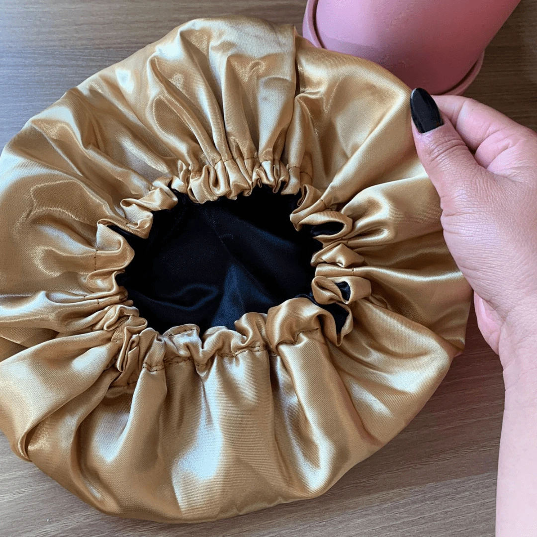 Double-Sided Satin Cap With Regulator Black With Pink - Vàng - Xem 1