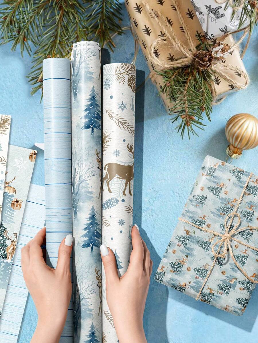 12件/套 圣诞节 新款 蓝色森林 圣诞礼物装饰 纸质派对礼盒装饰 外装饰 圣诞礼物 圣诞快乐 平安夜 圣诞派对 - 彩色 - 查看 1