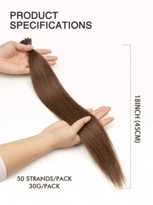 50pcs I-Tip Human Hair Extensions, #4 Chocolate Brown, 14-22 Inches Straight, Keratin Bonded Invisible I-Tip Hair Extensions - S4 - View 8