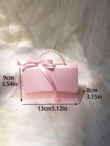 2pcs Faux Pearl Handle Decor Paper Gift Box,Exquisite Pink Gift Packaging Box For Valentine's Day Wedding Gift - Multicolor - View 6
