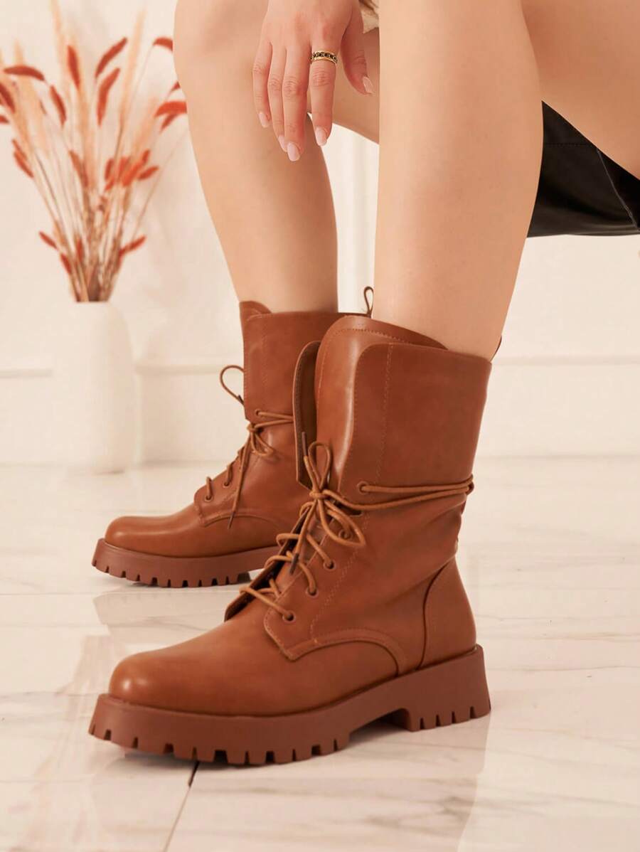 Lace-Up Rangers – Sturdy And Modern Ankle Boots For A Statement Look - Camel - View 1