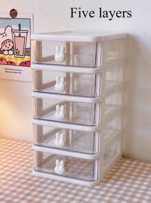 1pc Multilayer Desk Storage Box, Jewelry Box, Multifunctional Storage Box, Drawer Style Transparent Storage Box, Stackable Storage Box, Multifunctional Makeup Storage Box, Jewelry Storage Box, Multifunctional Storage Bin, Desk Organizer Storage Box, Large Capacity Transparent Storage Box, Office Supplies Storage Box, Suitable For Bathroom, Vanity, Office Desk, Bedroom, For Nail Polish, Hair Ties, Hair Clips, Lipstick, Eyeshadow Palette, Small Toys, Small Paintbrushes, Jewelry, Accessories - Multicolor - View 13