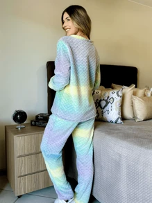 Women's Long Fleece Pajamas Furry Teddy Warm Winter Closed Gifts - Màu xanh bạc hà - Xem 7