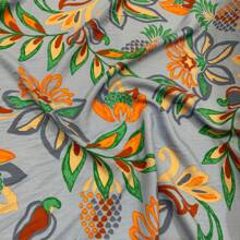Printed Viscose Fabric Maxi Floral Collection 1.45m For Clothing - Per Meter - 青碧色 - 查看 1