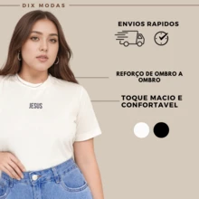 Women's 100% Cotton Baby Look T-Shirt Beige Jesus White - trắng - Xem 3