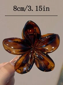 2 件女式超大号 8 厘米/3.15 英寸黑色和琥珀色渐变花朵塑料发夹，优雅别致简约纯色发饰，适合日常、休闲、派对、通勤、度假 - 发型设计、洗脸、化妆、服装搭配、猫耳朵发爪爪夹发夹发夹发夹接发夹，学校用品，大学秋冬