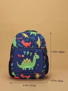 Stylish Cute Cartoon Dinosaur Printed Backpack, Random Print Placement - Multicolor - View 4