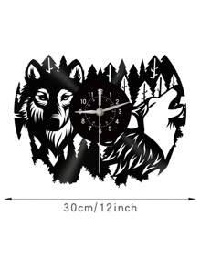 1 pieza Reloj de pared de disco de vinilo, reloj de pared con tema de lobo, reloj silencioso, para cumpleaños, para sala de estar, dormitorio, decoración del hogar, decoración de cocina y oficina, regalo del Día de la Madre, temporada de primavera, graduación escolar - 30 cm/12 pulgadas - Ver 11