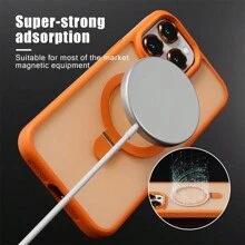 Hadaasi 1 个橙色磁性枢轴支架带合金镜头膜，磨砂肌肤触感 PC+硅胶 TPU 二合一带隐藏式可旋转磁性金属可折叠指环支架，超薄防震半透明磨砂防指纹气囊保护手机壳兼容 Apple 17Pro/17ProMax/17Air/17/16Pro/16ProMax/16Plus/16/15Pro/15ProMax/15Plus/15/14Pro/14ProMax/14Plus/14/13Pro/13ProMax/12Pro/12ProMax/12/11ProMax/11/11Pro 防水防摔防刮