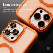 Hadaasi 1 个橙色磁性枢轴支架带合金镜头膜，磨砂肌肤触感 PC+硅胶 TPU 二合一带隐藏式可旋转磁性金属可折叠指环支架，超薄防震半透明磨砂防指纹气囊保护手机壳兼容 Apple 17Pro/17ProMax/17Air/17/16Pro/16ProMax/16Plus/16/15Pro/15ProMax/15Plus/15/14Pro/14ProMax/14Plus/14/13Pro/13ProMax/12Pro/12ProMax/12/11ProMax/11/11Pro 防水防摔防刮