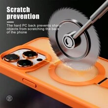 Hadaasi 1 个橙色磁性枢轴支架带合金镜头膜，磨砂肌肤触感 PC+硅胶 TPU 二合一带隐藏式可旋转磁性金属可折叠指环支架，超薄防震半透明磨砂防指纹气囊保护手机壳兼容 Apple 17Pro/17ProMax/17Air/17/16Pro/16ProMax/16Plus/16/15Pro/15ProMax/15Plus/15/14Pro/14ProMax/14Plus/14/13Pro/13ProMax/12Pro/12ProMax/12/11ProMax/11/11Pro 防水防摔防刮