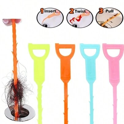 1/4 件 20 英寸排水管疏通工具，排水螺旋钻毛发清洁工具，毛发收集器淋浴排水工具适用于厨房、水槽、浴室、下水道家居浴室装饰秋季装饰返校