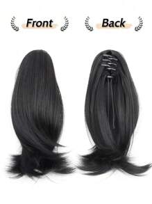 Tóc giả đuôi ngựa tổng hợp, tóc giả đuôi ngựa ngắn, kẹp tóc giả, tóc giả kẹp trong, tóc giả đuôi ngựa xoăn nhẹ, khóa tự nhiên cho phụ nữ, bán chạy - màu đen - Xem 5