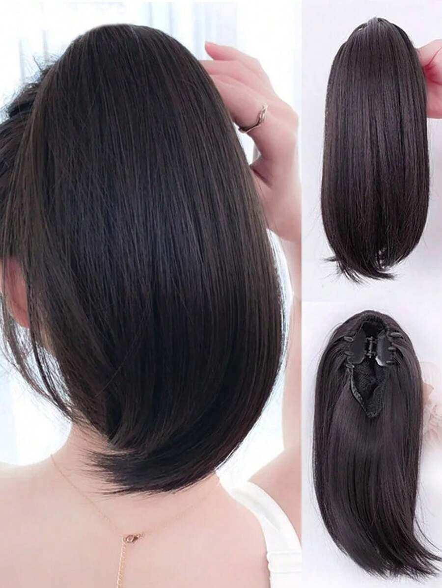 Tóc giả đuôi ngựa tổng hợp, tóc giả đuôi ngựa ngắn, kẹp tóc giả, tóc giả kẹp trong, tóc giả đuôi ngựa xoăn nhẹ, khóa tự nhiên cho phụ nữ, bán chạy