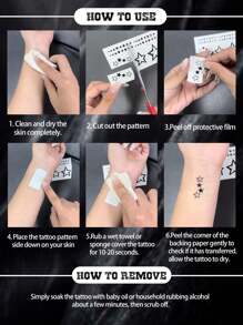 纸质临时纹身贴，性感腰腹蝴蝶纹身贴，腰贴，适合女性防水假纹身贴，花卉纹身贴可持续 3-5 天，身体装饰贴可遮盖疤痕，适用于胸部、腰部、肩部、颈部或背部，适合派对、礼物、节日，易于粘贴和去除一次性纹身贴 - 黑色 - 查看 9