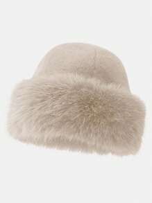Warmer Fleece Ohrenschutz Fischerhut, Winter Winddichter Angelcap, modischer dicker einfarbiger lässiger eleganter bohemian Vintage Street-Style PET (Polyester) flauschiger Rand Warmer Winddichter Hut, Herbst Winter Halloween Halloween Deko