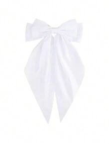 1 pieza Hebilla para el cabello con lazo elegante, accesorio para el cabello con cinta, pasador para el cabello blanco como accesorio para el cabello diario para niñas