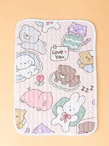 1 pieza Almohadilla acolchada con estampado de animales de dibujos animados lindos Oso/Conejo/Perro/Gato, base antideslizante e impermeable, adecuada para cuna/carriola, todas las estaciones, uso al aire libre - Multicolor - Ver 4