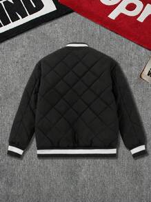 Tween-Jungen 1 Stück Stehkragen Einfarbig Lässig Locker Verdickt Thermo Gefüttert Sportjacke Mantel, Herbst/Winter
