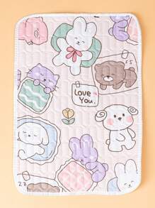 1 pieza Almohadilla acolchada con estampado de animales de dibujos animados lindos Oso/Conejo/Perro/Gato, base antideslizante e impermeable, adecuada para cuna/carriola, todas las estaciones, uso al aire libre - Multicolor - Ver 11