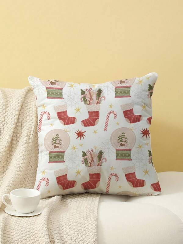 1 pezzo Federa per cuscino con stampa singola a motivo natalizio, decorazione per la casa, senza imbottitura
