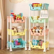 1pc Small Cart With Pulley Storage Rack, Toy Storage Cart Suitable For Household Kitchen Shelves, Rolling Snack Storage Rack - Multicolor - View 3