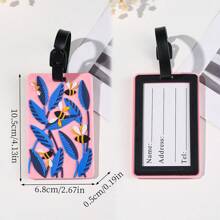 Unique Floral Pattern Luggage Tag With Lanyard, Colorful, Suitable For All Ages, Casual And Lightweight, Can Be Used As Backpack, Suitcase, Airplane Boarding Pass, Travel Identification Tag, Also Suitable For School Supplies Bag - Multicolor - View 6