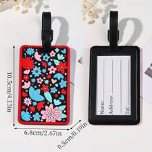 Unique Floral Pattern Luggage Tag With Lanyard, Colorful, Suitable For All Ages, Casual And Lightweight, Can Be Used As Backpack, Suitcase, Airplane Boarding Pass, Travel Identification Tag, Also Suitable For School Supplies Bag - Multicolor - View 7