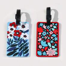 Unique Floral Pattern Luggage Tag With Lanyard, Colorful, Suitable For All Ages, Casual And Lightweight, Can Be Used As Backpack, Suitcase, Airplane Boarding Pass, Travel Identification Tag, Also Suitable For School Supplies Bag - Multicolor - View 5