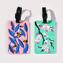 Unique Floral Pattern Luggage Tag With Lanyard, Colorful, Suitable For All Ages, Casual And Lightweight, Can Be Used As Backpack, Suitcase, Airplane Boarding Pass, Travel Identification Tag, Also Suitable For School Supplies Bag - Multicolor - View 4