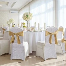 UNHO 10PCS Chair Covers Lycra Spandex Stretch Slipcover Wedding Dining Event Dining Chiar Covers Decor White/Pink