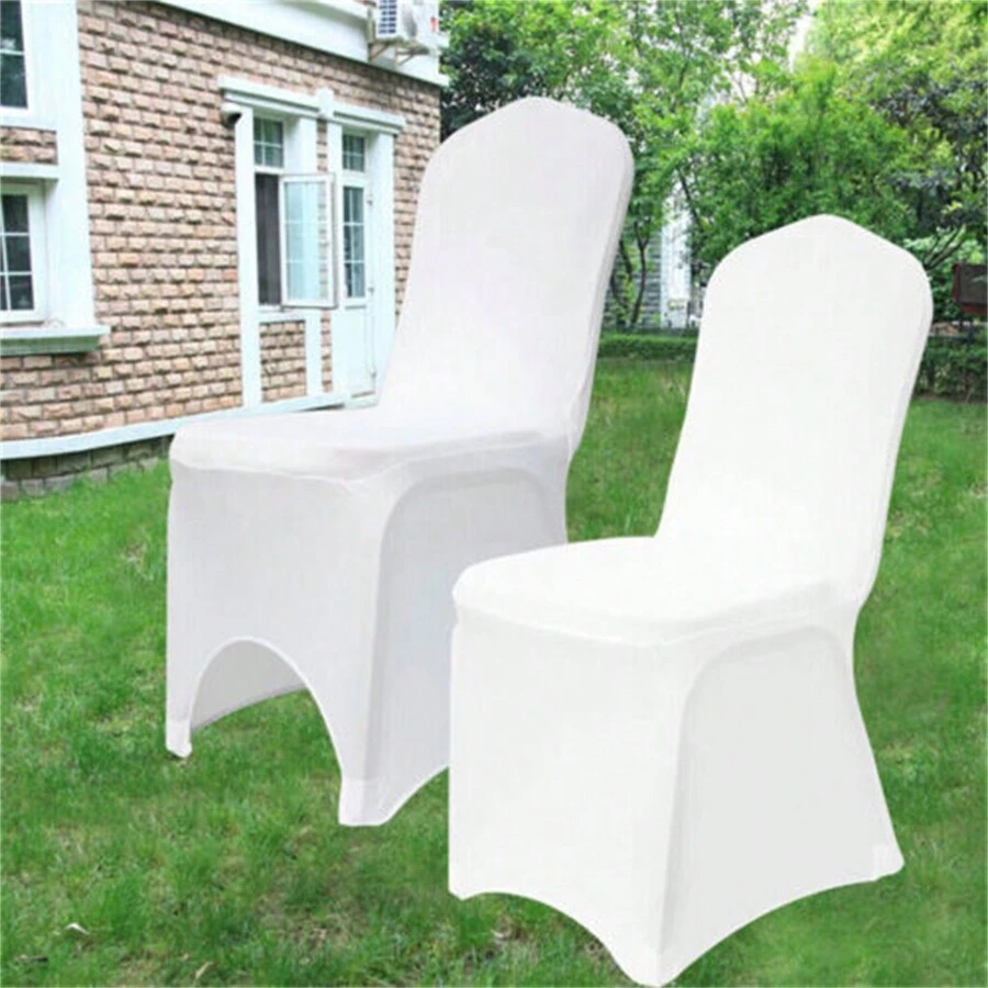 UNHO 10PCS Chair Covers Lycra Spandex Stretch Slipcover Wedding Dining Event Dining Chiar Covers Decor White/Pink